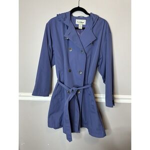 L.L. Bean Women's Raincoat Trench SZ PL Belted Vented Lined Hood Water Repellant